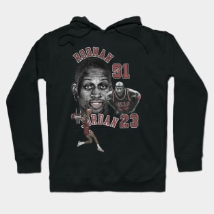 Dennis Rodman Bulls 91 & Michael Jordan 23 Vintage Hoodie